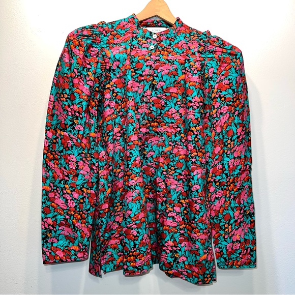 J. Crew Tops - Re-Imagined J Crew Floral Cotton Poplin Ruffle Top Blouse Size XS Button Up